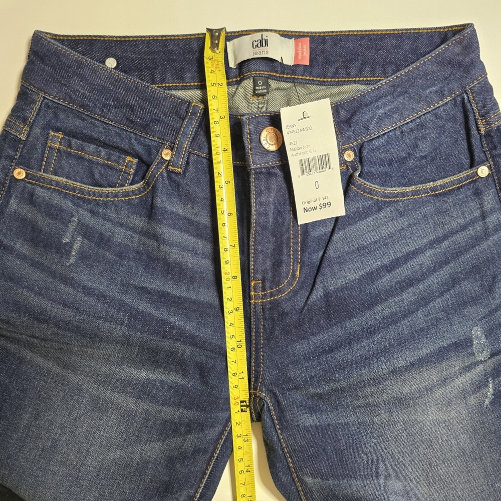 Cabi Malibu Jean Women's 0 Dark Authentic Wash Straight Leg Long Inseam‎ NWT - Picture 4 of 16